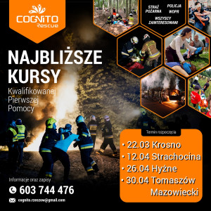 Najbliższe Kursy Kwalifikowanej Pierwszej Pomocy Krosno - Strachocina - Hyżne - Tomaszów Mazowiecki 2023